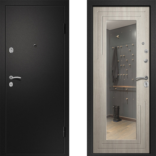 Металлическая входная дверь 220 в квартиру с зеркалом