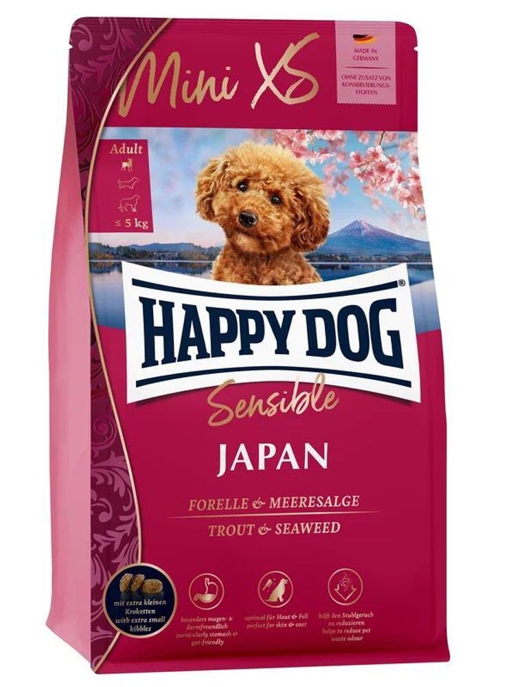 Сухой корм Happy Dog Sensible Mini XS Japan Япония для миниатюрных пород с форелью 300 г