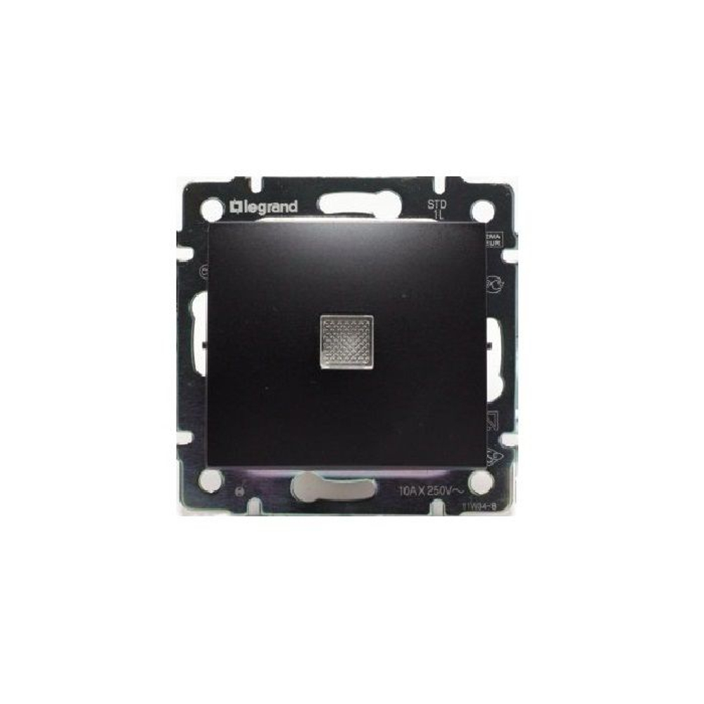 0310 Выкл 1 кл с подсв(Чёрный)