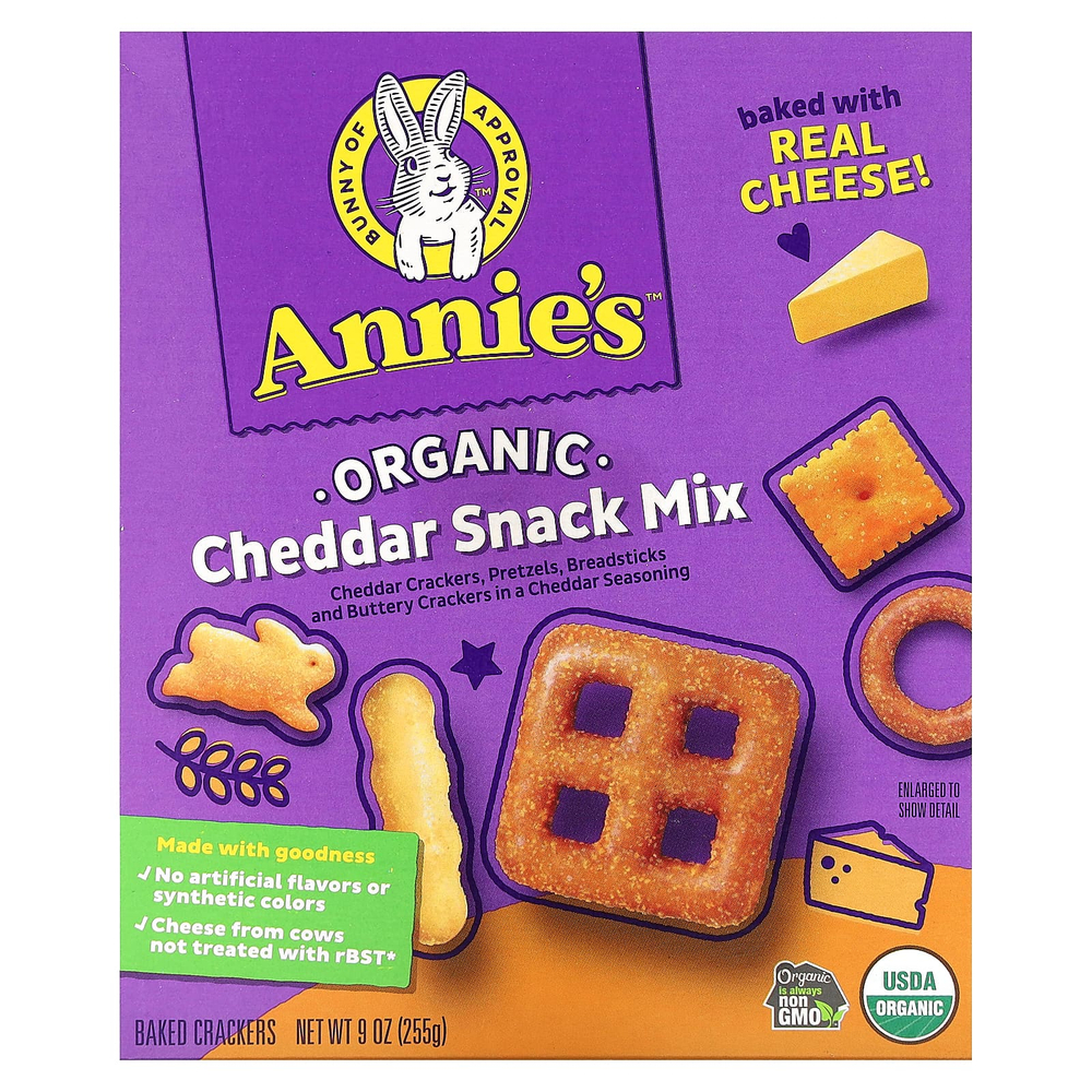 Annie's Homegrown, органическая смесь для снеков, со вкусом чеддера, 255 г (9 унций)
