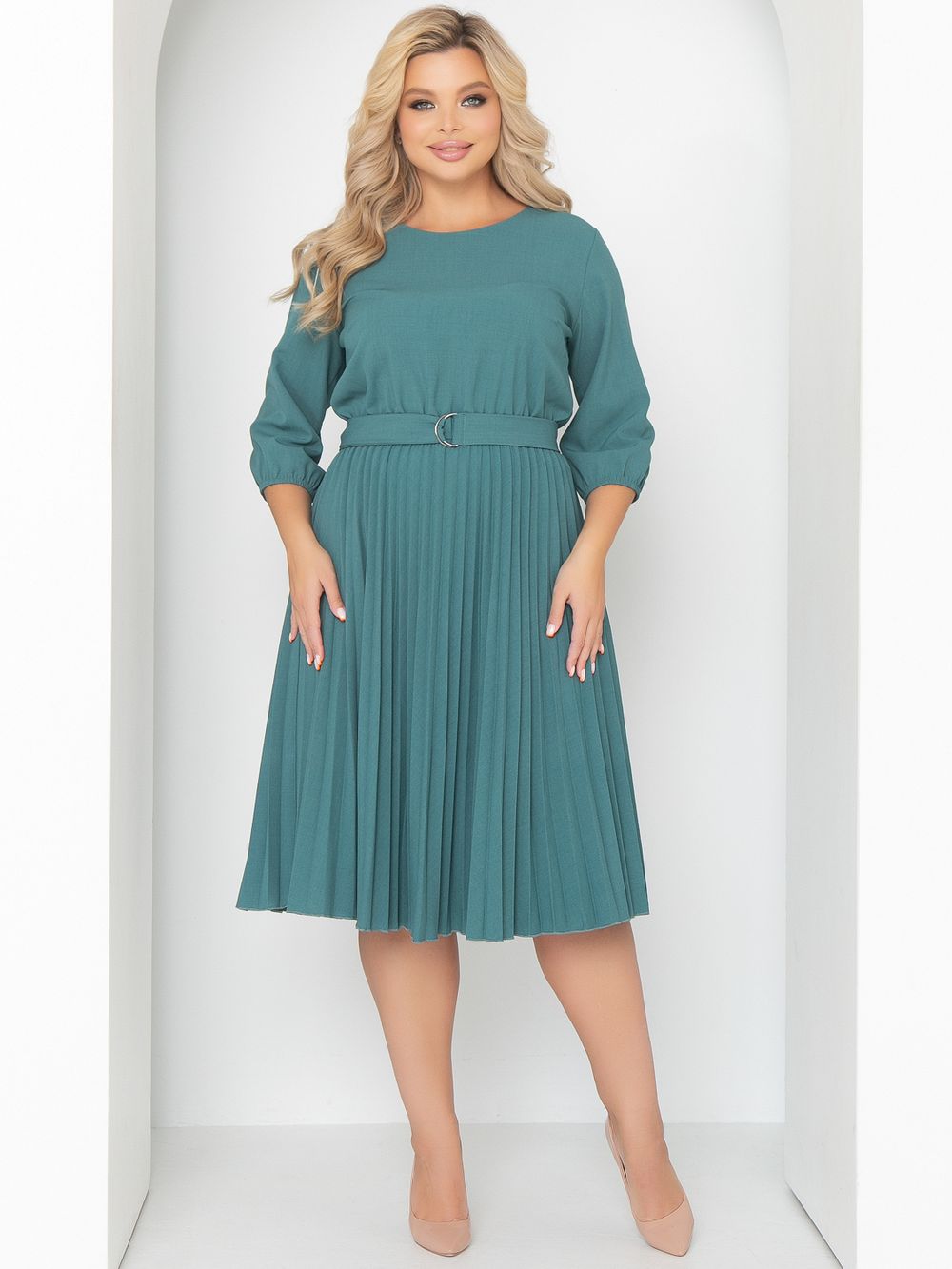 Платье Стильное гофре (мята) Diolche (Акция)