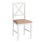 Обеденный комплект Хадсон (стол + 4 стула)/ Hudson Dining Set дерево гевея/мдф, стол: 110х70х75см / стул: 44х42х89см, pure white (белый 2-1), ткань кор.-зол.(1505