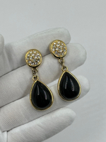 Серьги с чёрными вставками и кристаллами