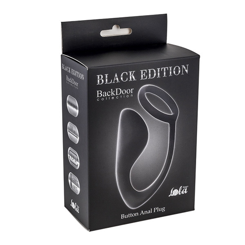 Мужской анальный стимулятор с кольцом на пенис Lola Games Button Anal Plug Black 4216-01Lola
