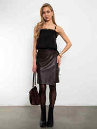 Юбка Муза из эко кожи (шоколадный)