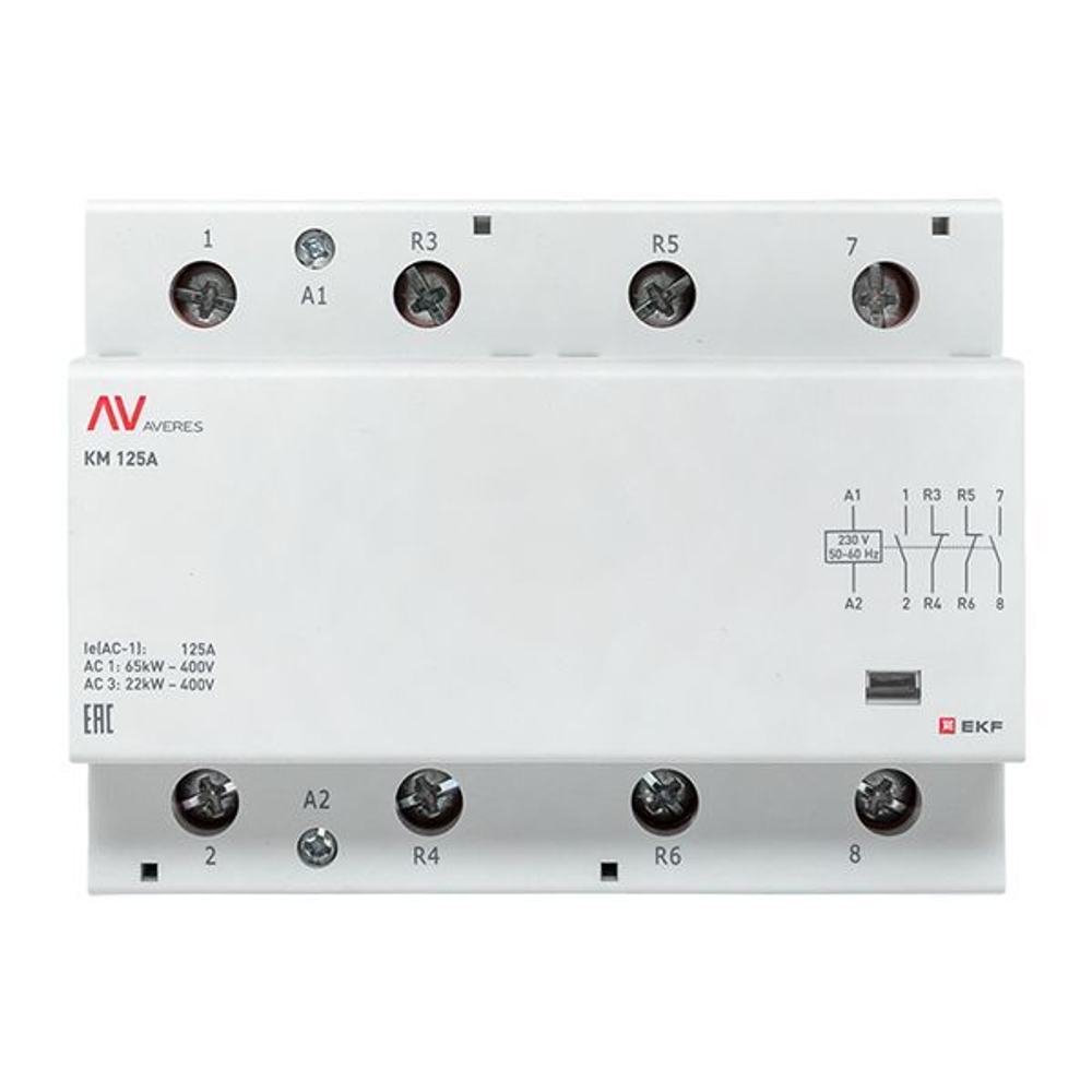 Контактор модульный EKF km-av-6-125-22-230V