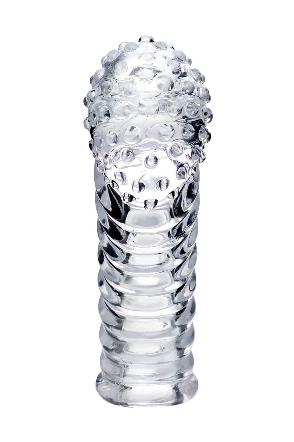 Прозрачная рельефная насадка на палец Dale - 8,5 см. (Цвет: прозрачный)