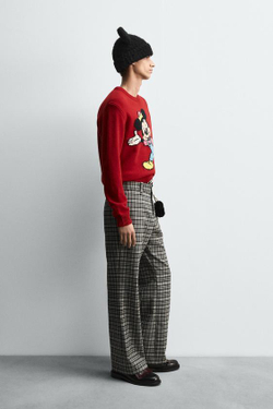 ZARA HARRY LAMBERT X DISNEY ШЕРСТЯНОЙ ДЖЕМПЕР С ПРИНТОМ, КРАСНЫЙ