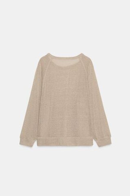 ZARA ДЖЕМПЕР В СТИЛЕ РУСТИК С ДЛИННЫМИ РУКАВАМИ, ПЕСОЧНЫЙ