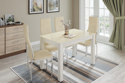 Стол обеденный Норман 60, дуб крафт белый/лакобель ваниль