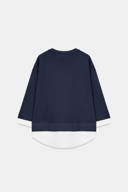 ZARA КОМБИНИРОВАННАЯ ТОЛСТОВКА С ДЛИННЫМИ РУКАВАМИ, МОРСКОЙ СИНИЙ