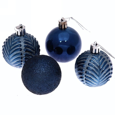 Новогодние шары 5 см (набор 4 шт) «Микс фактур», сапфир