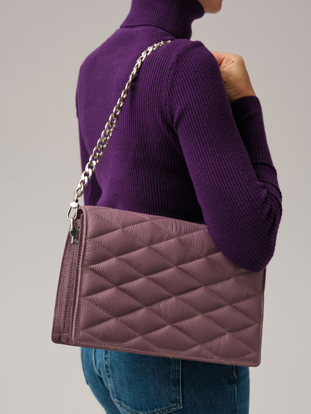 Кожаная сумка Azaro 30795 лиловая тень