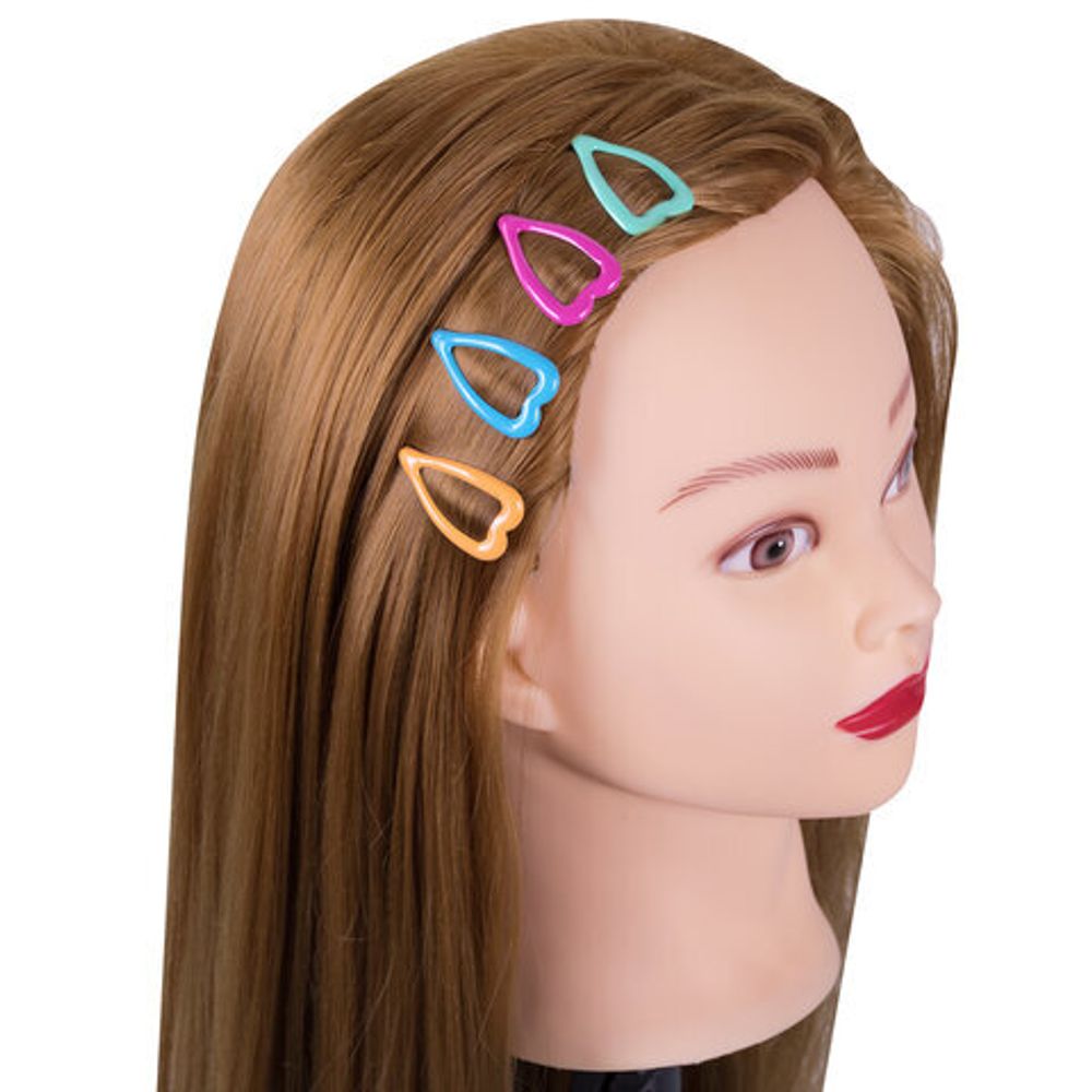 Заколки для волос НАБОР 4 шт., 3,5 см, клик-клак, сердечки, глянцевый, разные цвета, MONTE VITA, 457082