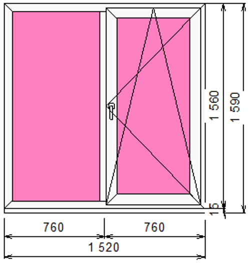Пластиковое окно 1560 х 1520 ТермА Эко