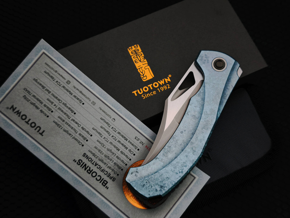 Складной нож Bicornis Tmax CrystalTi blue