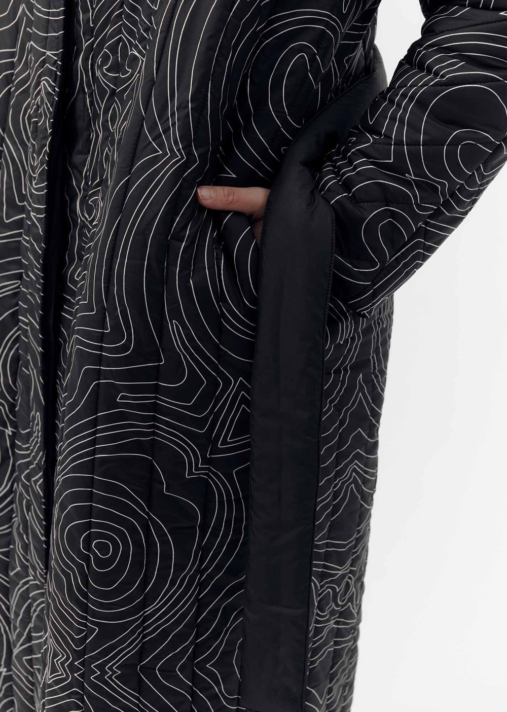 Двустороннее стёганное пальто, черный, м.2437 р. L/XL