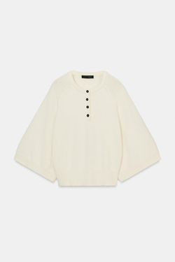 ZARA СВИТЕР С ШИРОКИМИ РУКАВАМИ, ЭКРЮ