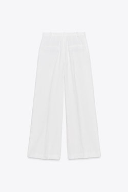 ZARA ШИРОКИЕ БРЮКИ С ЗАЩИПАМИ — ZW COLLECTION, ЭКРЮ