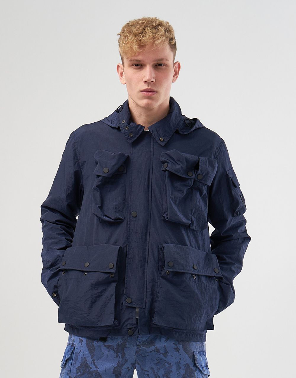 We Don t Care Swiss M70 Crinkle Nylon Jacket Navy