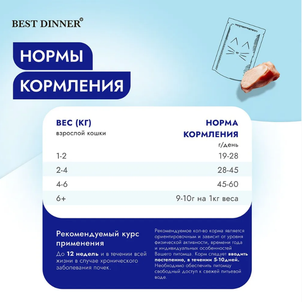 Сухой корм для кошек Best Dinner Vet Profi Renal 7кг при острой или хронической болезни почек у взрослых кошек