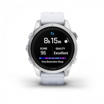 Умные часы Garmin Epix Pro (Gen 2) Standard Edition 42 мм, серебристый корпус, белый ремешок