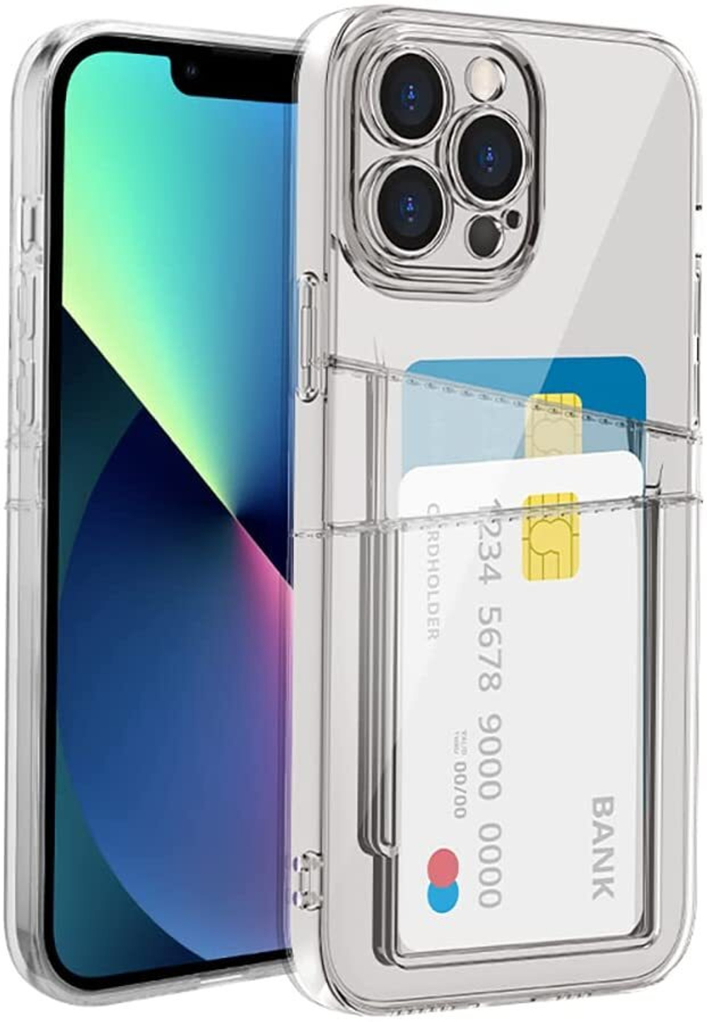 Накладка iPhone 13 Pro Max силикон прозрачный с отделом для карт