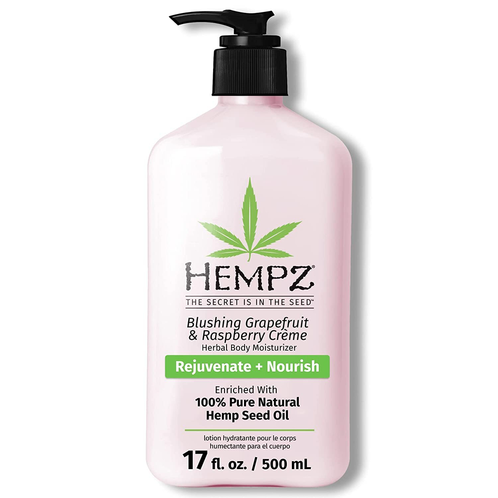 Hempz blushing grapefruit & raspberry creme herbal body moisturizer rejuvenate+nourish enriched with 100% pure natural hemp seed oil 500ml