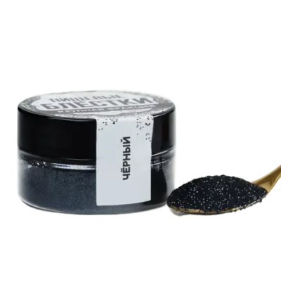 Пищевые блестки крупной фракции чёрные, для капкейков, тортов и напитков, 5 г.