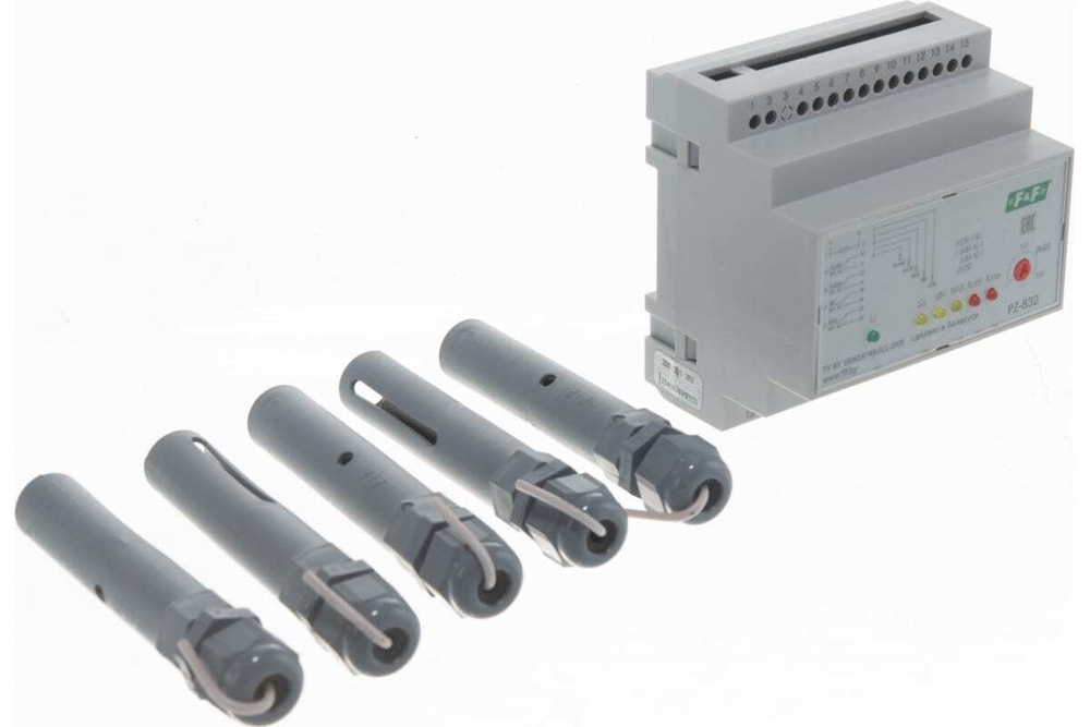 Реле контроля уровня жидкости PZ-832 230В AC 2х8А + 2х16А 2перекл. + 2НО IP20 (четырехуровневый контроль аварийных макс. и мин. уровней)