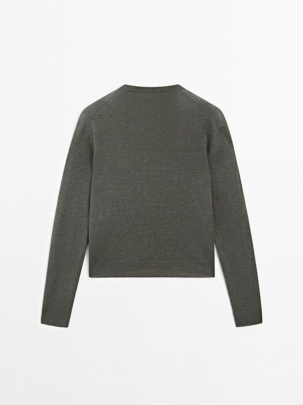 Massimo Dutti Свитер из 100% льняной ткани, свинцовый