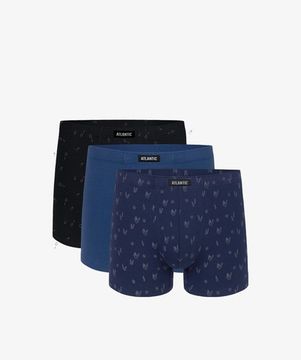 Трусы мужские боксеры (3шт), Atlantic 3MH-025/06,черный + голубой + темно-голубой