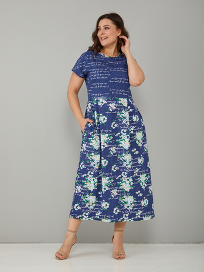 Платье П-026/темныйджинс-нарцисс