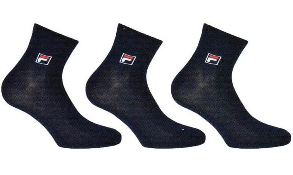 Теннисные носки Fila Quarter Plain Socks Mercerized Cotton 3P - navy