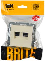 BRITE Розетка двойная RJ11+RJ45 кат.5E РК/Т12-БрКр бежевый IEK