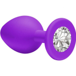 Средняя анальная пробочка с прозрачным кристаллом Cutie Medium (8,2 см , фиолетовый с прозрачным) (Цвет: фиолетовый с прозрачным)