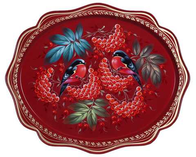 Жостовский поднос декоративный, размер 38х30 см (A15), металлический