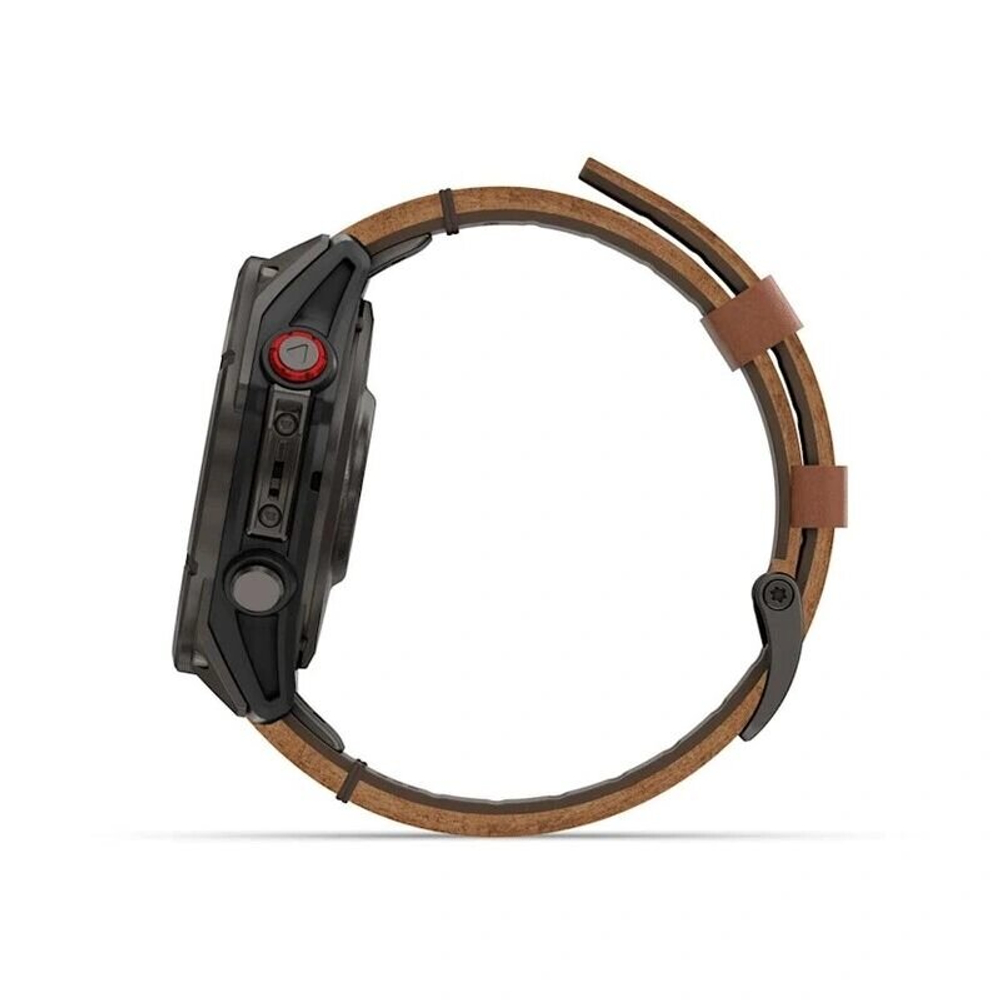 Умные часы Garmin Fenix 8 Pro 47mm, Amoled/Sapphire, Carbon Grey DLC Titanium wiht Chestnut Leather Band + Black/Pebble Gray Silicon Band (010-03198-40)