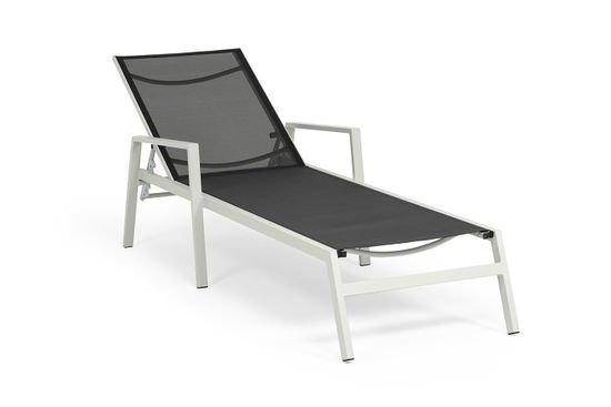 "Парма" шезлонг, каркас алюминий светло-серый (RAL7035) муар, ткань текстилен темно-серая
