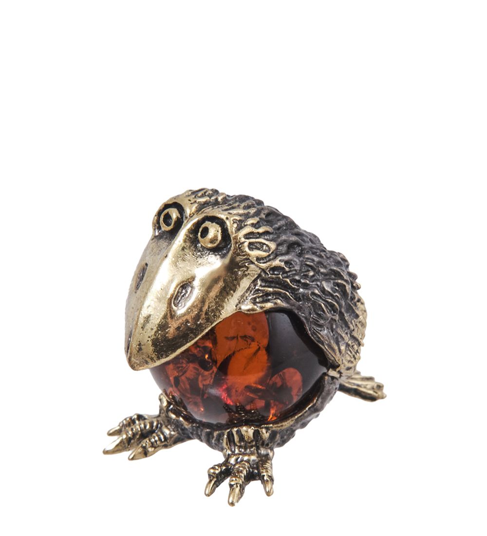 Народные промыслы AM-4052 Фигурка «Ворона Каркуша» (латунь, янтарь)