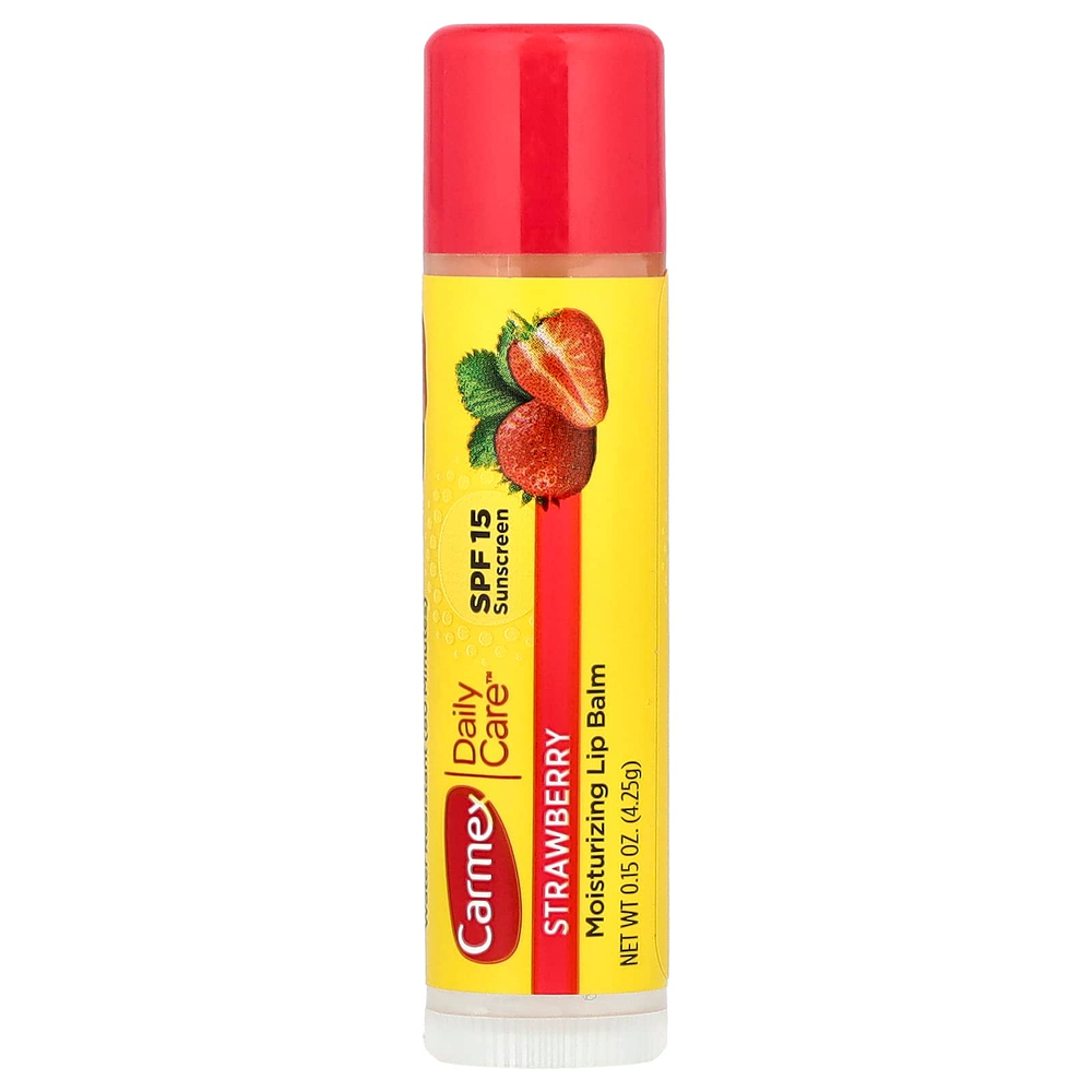 Carmex, Daily Care, увлажняющий бальзам для губ, клубника, SPF 15, 4,25 г (0,15 унции)