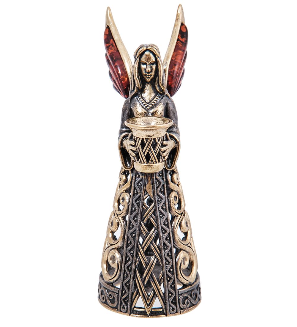 AM- 299 Колокольчик-подсвечник «Фея света» (латунь, янтарь)