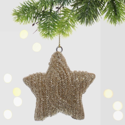 Украшение новогоднее подвесное «Вязаная звёздочка» 5,5 см, шампань