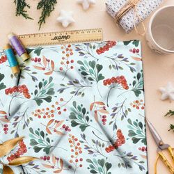 Ткань оксфорд 600 брусника со смородиной на белом фоне