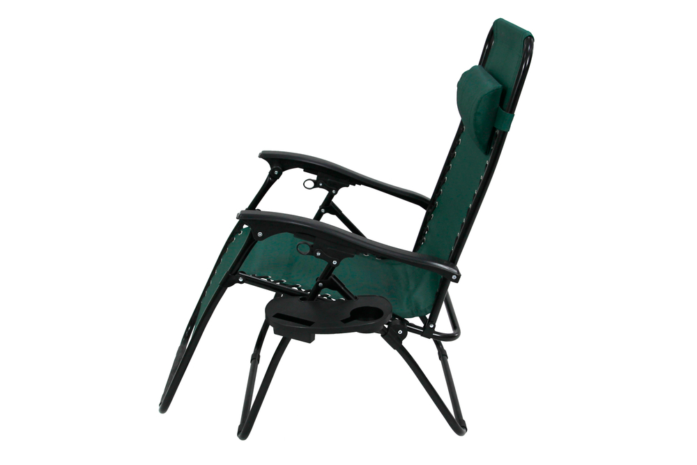 Кресло -шезлонг Фиеста арт.CK-175 с подстаканником (2шт.в упаковке (каркас черный, ткань зеленая))
