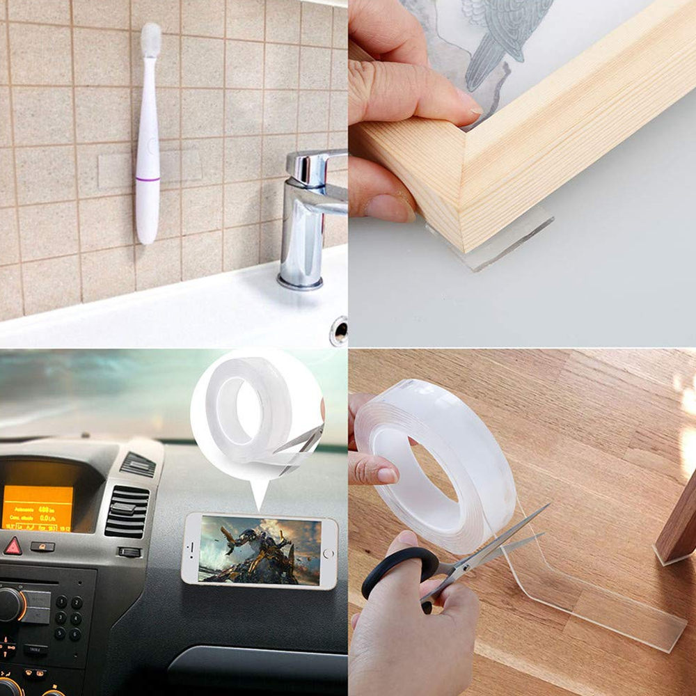 Скотч 2-х сторонний многоразовый прозрачный, 2м ширина 2см