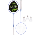 Бадминтон в наборе K-1134: 2 металлические ракетки 65 см,волан 3 шт, чехол (цвет: голубой)