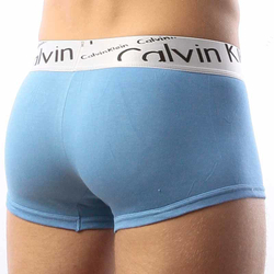 Мужские трусы боксеры голубые с косой резинкой Calvin Klein Steel Boxer Italics Blue