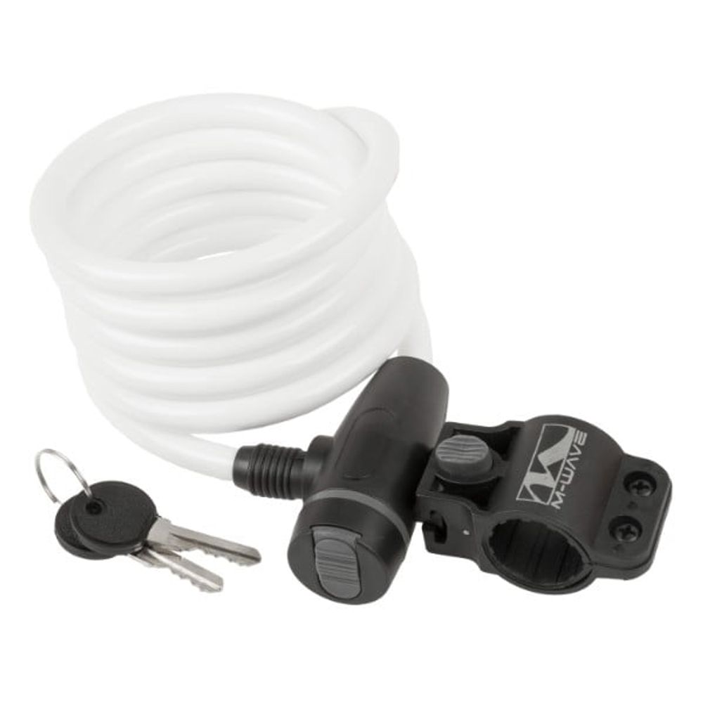 Трос-Замок M-WAVE 10х1800мм, с защ. колпачком, белый (5-233862)