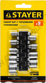 STAYER 9 шт, Набор бит с адаптером (26089-H9)